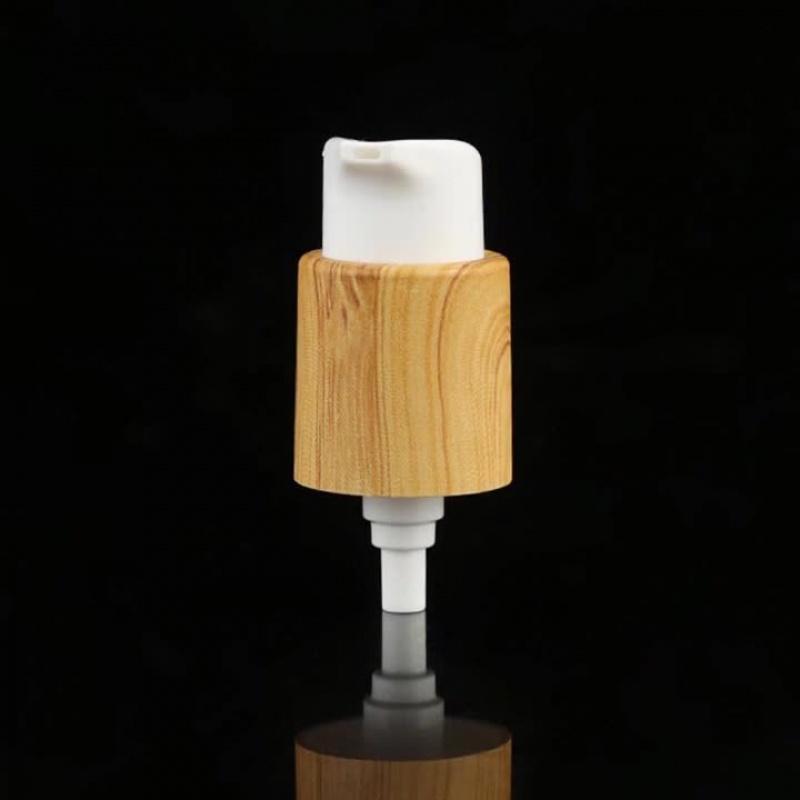 New Bamboo 24_410 Pressing Wood Grain Pp Material Powder Pump Foundation Essence Emulsion Pump