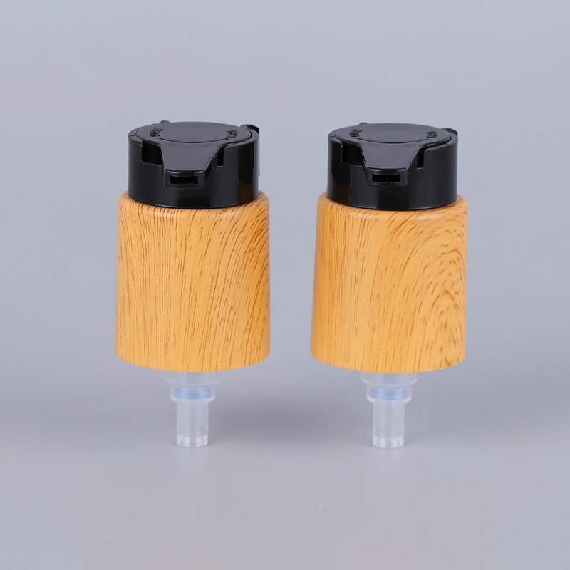 New Water Transfer Wood Grain 24_410 Powder Pump Foundation Essence Emulsion Pump Pp Material Long Nozzle Pump Head